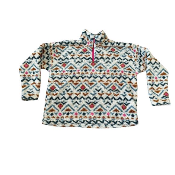 Eddie Bauer Sherpa Quest Fleece Pullover Sweatshirt Womens XL Aztec Southwestern - Picture 1 of 7